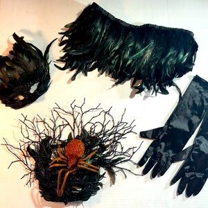 Black Feather Raven Masquerade Mask - Halloween Costume